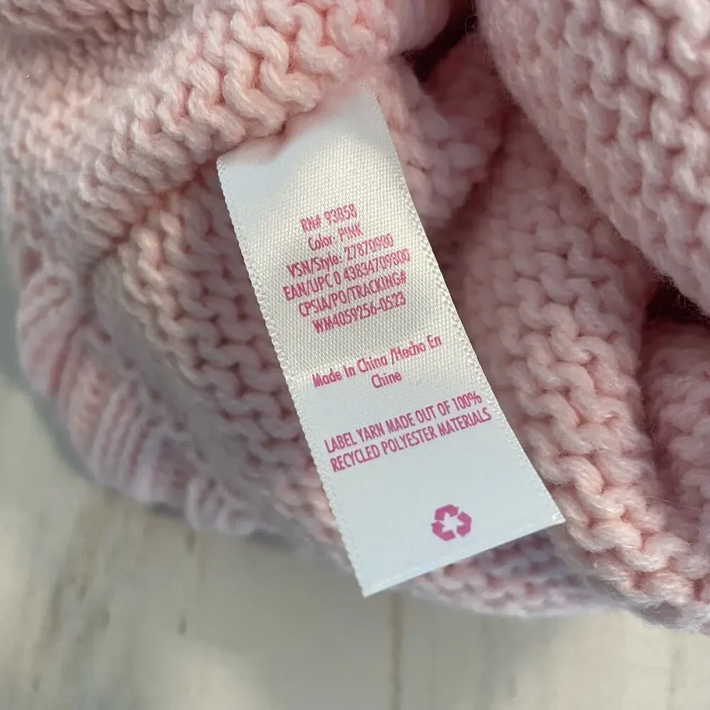 Justice Pink Sequin Winter Hat with Pom - Picture 3 of 4